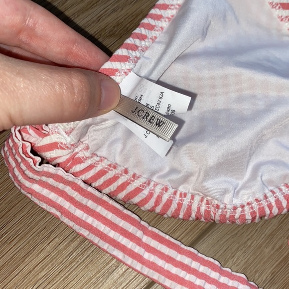 J. Crew Triangle Bikini Seersucker Pink White S - Picture 4 of 6